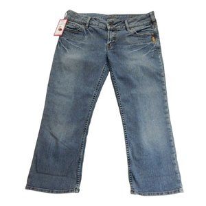 Silver Womens Cropped Straight Denim Jeans Size 31